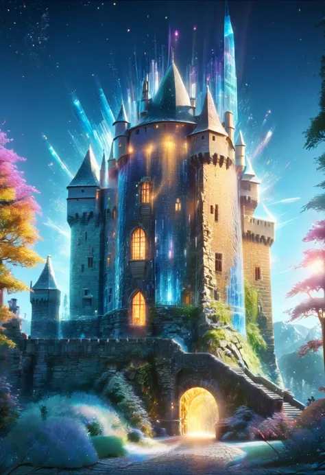 ((castle,crystal:1.5)),magical,dreamlike,shimmer,ultra-detailed,sharpness,(best quality,4k,8k,highres,masterpiece:1.2),vivid col...