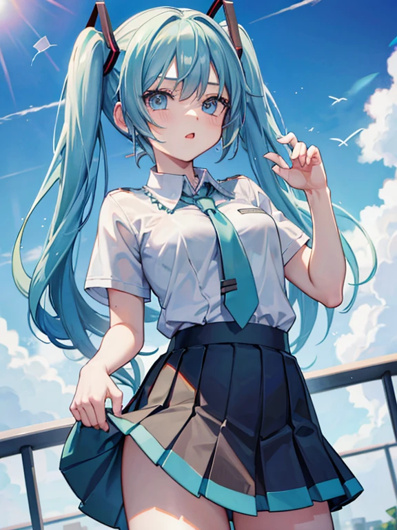 high scool uniform hatsune miku lift skirt,open clothes