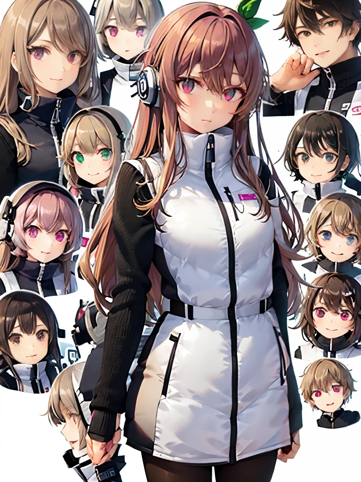 Anime characters of a woman with long hair and a white jacket - SeaArt AI