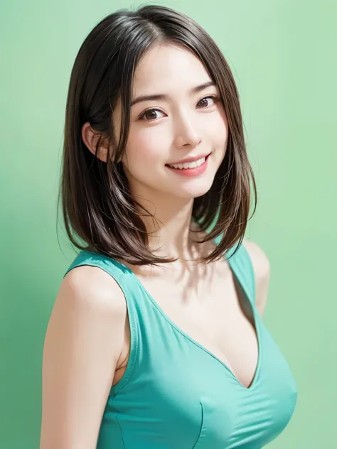 (Safe for Work:1.4、Masterpiece, highest quality、Full of charm),1 girl, Cute beauty、alone, have, Realistic, Realistic, Looking at the audience, Light brown eyes, Brunette short bob hair with highly detailed shiny hair:1.4, short hair:1.8、Beautiful symmetric...