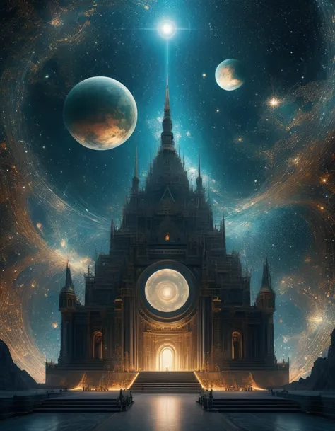 Magic Dream Castle, Sacred geometry, Clear focus, Floating Ghost Mage, Heaven and earth collapsed, Mobius strip, Black Hole, Lot...