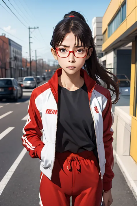 (masterpiece, highest quality), One Girl,  Satou, Satou, Glasses, 赤いフレームのGlasses, Under-rim eyewear, Satou, Glasses, 赤いフレームのGlas...