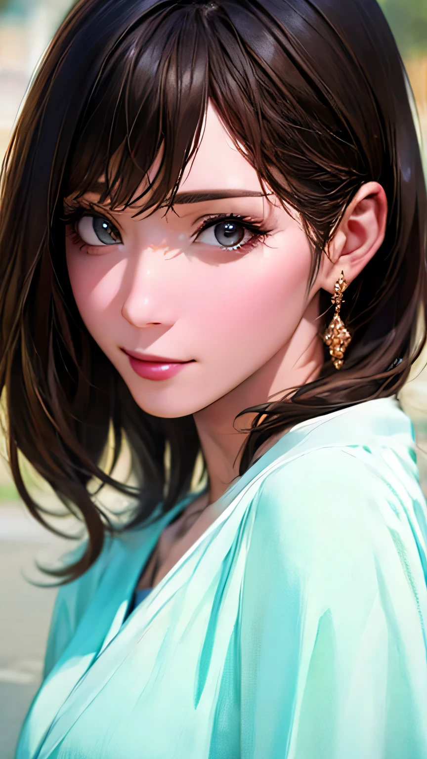 (hig彼st quality、8k、32k、masterpiece)、(Realistic)、(Realistic:1.2)、(High resolution)、Very detailed、Very beautiful face and eyes、1 girl、Delicate body、(hig彼st quality、Attention to detail、Rich skin detail)、(hig彼st quality、8k、Oil paint:1.2)、Very detailed、(Realistic、Realistic:1.37)、Bright colors、Full Body Shot, (Casual Fashion)