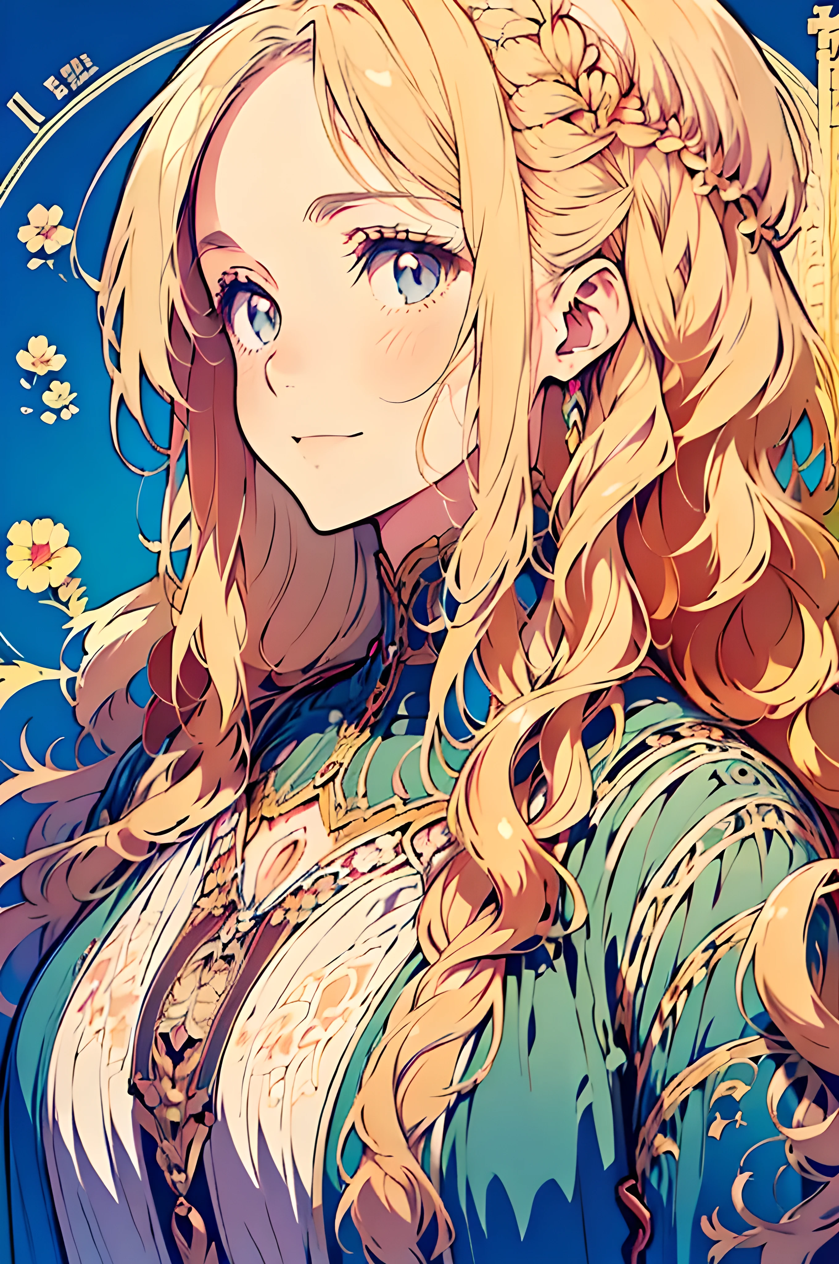 (ultra-detailed,anime,portrait) A beautiful detailed anime girl with colorful eyes and long braided hair is the main subject of this artwork. She has a cute smile and is wearing a stylish outfit in vibrant colors. The focus is on her expressive eyes, which are adorned with long, fluttering eyelashes. The artwork is created in a digitally illustrated style, with fine detailing and vibrant colors, reminiscent of a character in an anime series. The overall color palette is vibrant and cheerful, with a mix of pastel and bold shades. The lighting is soft, casting gentle shadows on the girl's face and creating a warm atmosphere.