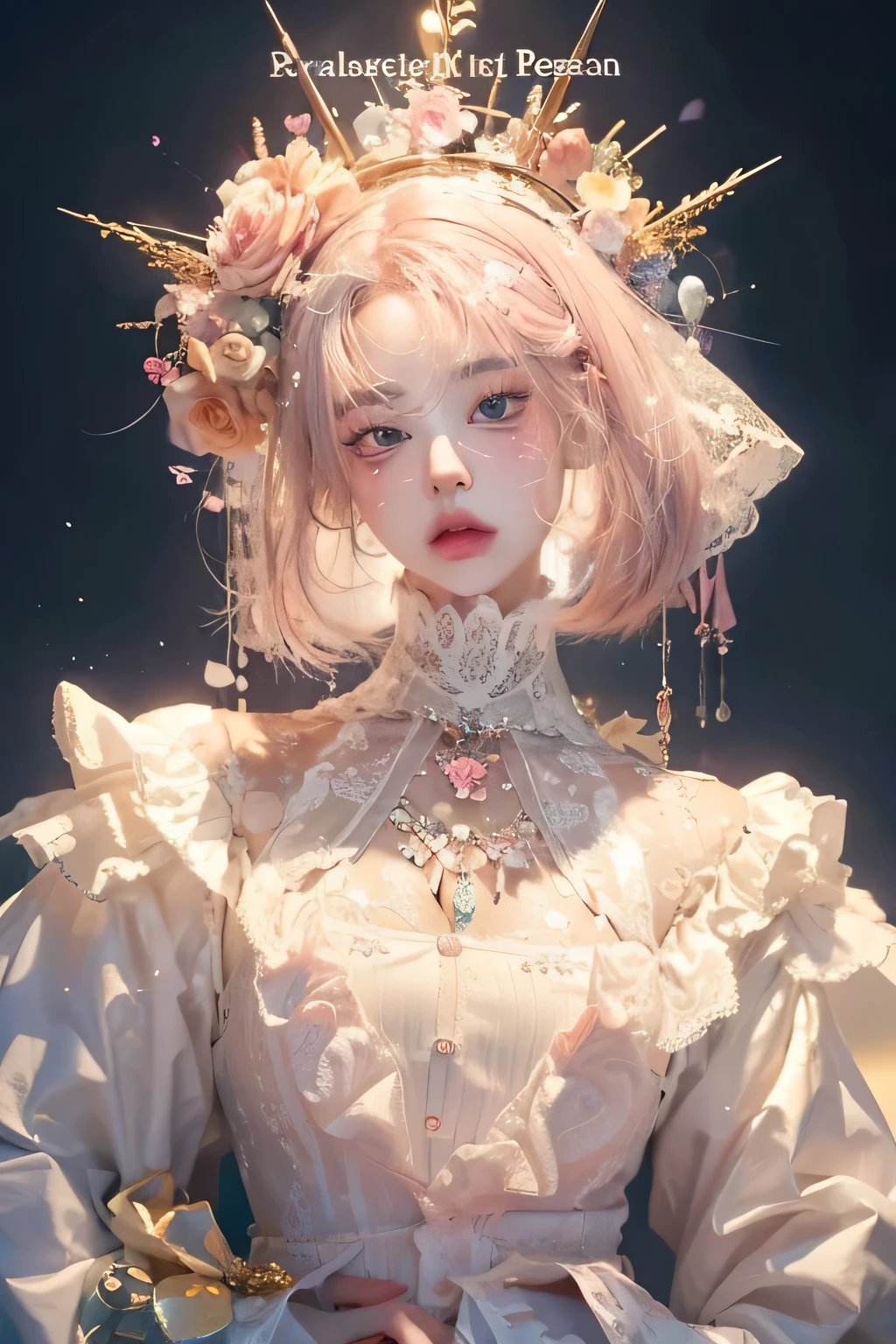 Anime girl with pink hair and pink lips looking at herself.., Retrato realista kawaii, inspirado por Yanjun Cheng, Obras de arte al estilo de Guweiz, cabello rosado que fluye, realismo artstyle, realistic art style, Tendencias en CGVatstation, Estilo de realismo de anime, inspirado en Sim Sa-jeong, Estilo realista de anime 3D, Pintura de estilo pastel, Pintura realista de chica linda