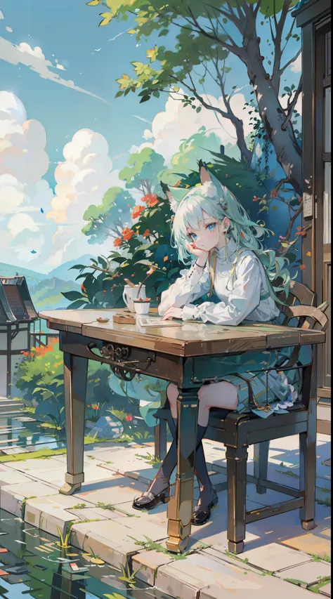 (tabletop, highest quality: 1.1), ghibli style, alone, , weibo, tinker&#39;s wife (tabletop), highest quality, expressive eyes, ...