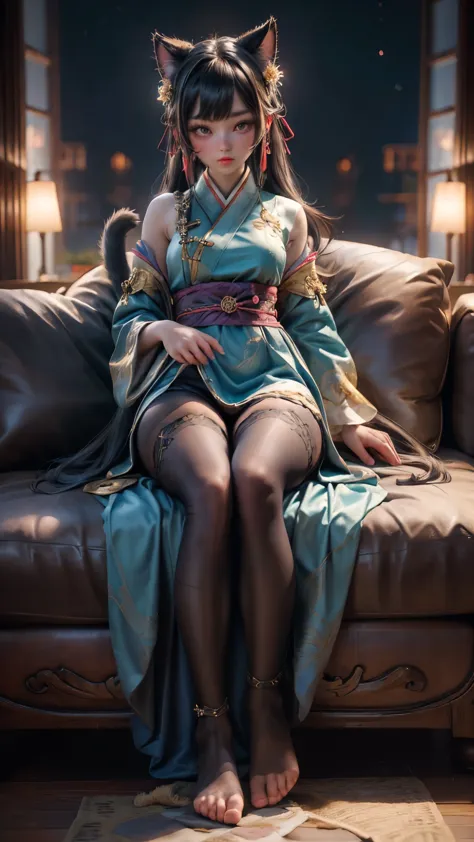 ,( girl Full body :1.7) best quality, high_resolution, distinct_image, detailed girl, hanbok, night,dutch angle, wide shot,  (Si...