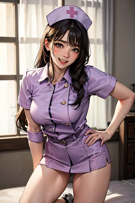 TOP quality, (realistic:1.2),(1girls:1.2),30yo, (smile, laugh, happy:1.2), nurse, (sexy:1.5),