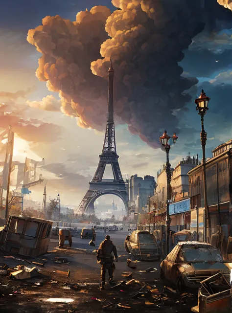 Dirty, apocalyptic wind, Paris, future, Destroyed