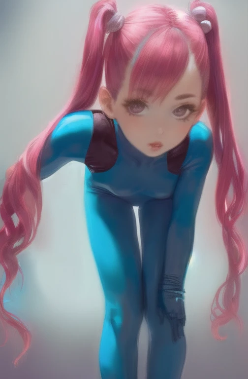 ((masterpiece)), (highest quality), (detailed), One girl,
View your viewers,  (lipstick:0.75), Leaning forward,
Long pink hair, Twin tails,
Colorful thighs,
summer, Vibrant colors,
 Pink bodysuit