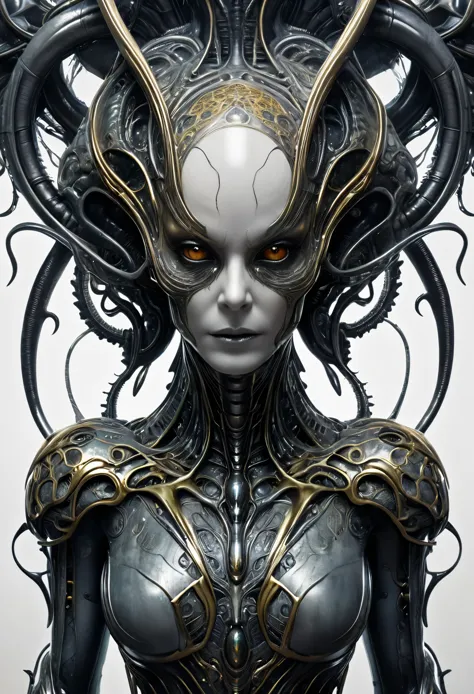 a face of a uncanny creature with human like features, subtle insectoid like features, thin like physique, its body is covered i...