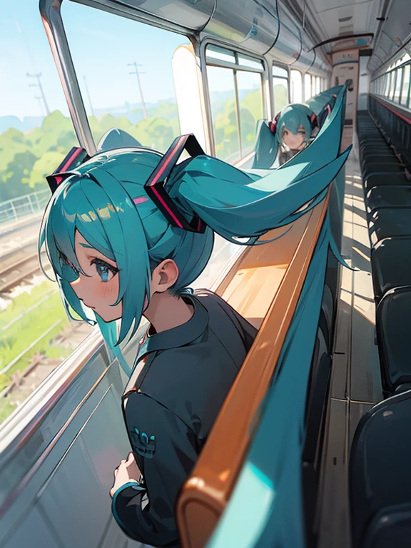 SFW， pecho，Tren，comino ，upper front shot，stand，Hatsune gran multitud，Tren，