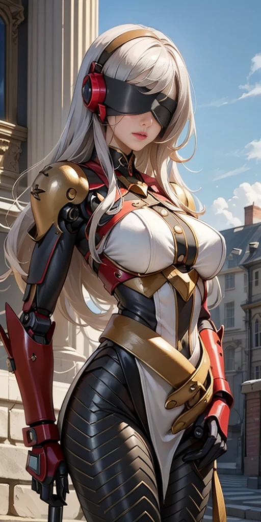 There is a woman in a robot suit posing next to an ancient building, Beautiful white girl half cyborg, Cute cyborg girl, Beautiful girl cyborg, Perfect Robot Girl, Cyborg girl, Young cyborg grady, Beautiful Female Robot, Beautiful robot woman, cyborg girl, perfect cyborg female, porcelain cyborg, Female robot, Beautiful cyborg images, Cross Belt Blindfold