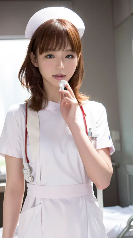 1 girl,(Wearing white nurse clothes:1.2),(RAW Photos, highest quality), (Realistic, photo-Realistic:1.4), masterpiece, Very deli...