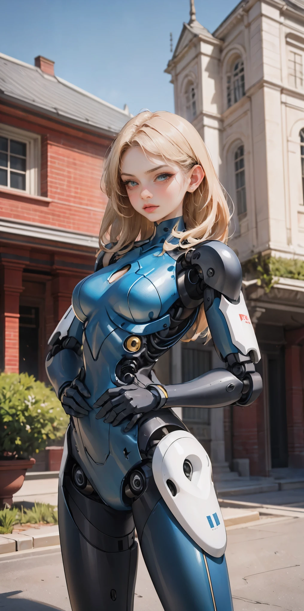 There is a woman in a robot suit posing next to an ancient building, Beautiful white girl half cyborg, Cute cyborg girl, Beautiful girl cyborg, Perfect Robot Girl, Cyborg girl, Young cyborg grady, Beautiful Female Robot, Beautiful robot woman, cyborg girl, perfect cyborg female, porcelain cyborg, Female robot, Beautiful cyborg images