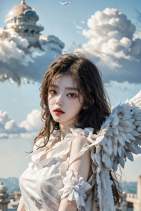 ((best quality)), ((masterpiece)), (detailed), perfect face, masterpiece, 8k, (매우 detailed 얼굴 표현), angel girl flying in the sky,...