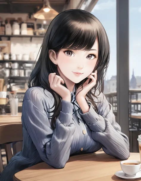 (best quality:1.2), 1girl, cafe