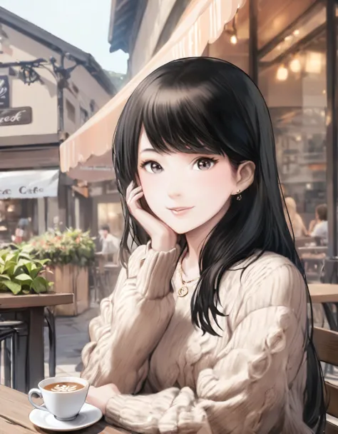 (best quality:1.2), 1girl, Cafe