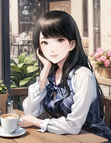 (best quality:1.2), 1girl, Cafe