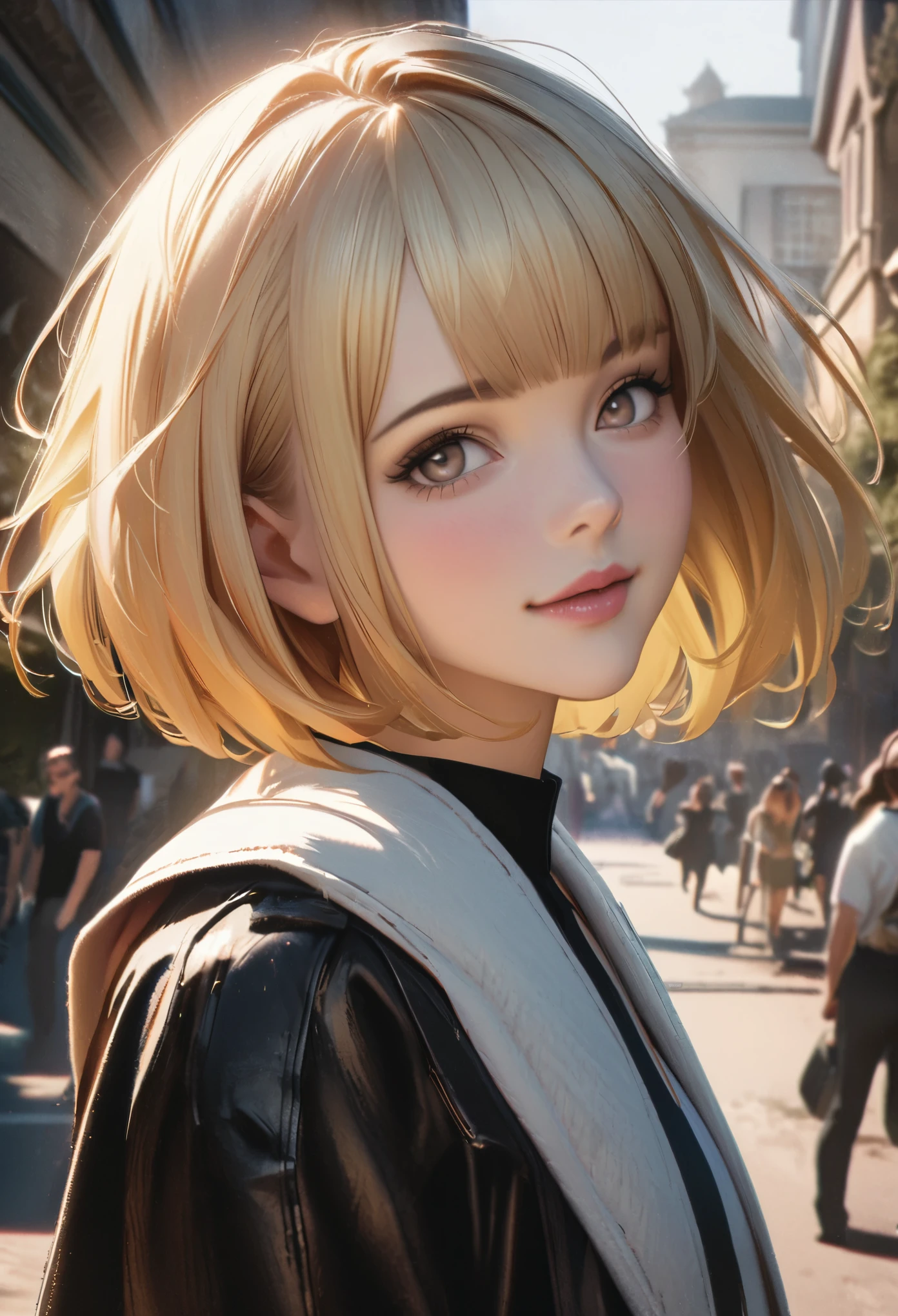 (Metersasterpiece:1.3), (8k、Realistic, RAW Photos, best qualthaty:1.4), (1 girl), (alone), (cute, lthattle:1.5), (very cute face:1.5), (SyMetersMetersetrical perfect face), ((Beautiful blonde bob cut hairstyle)), bangs, hair is Metersessy, Don&#39;Hear, (awesoMeterse cat ears:1.2), (Bright red eyes, Strong eye highlights, Beautiful eyelashes), (Red nose:1.3), (Flat Chest:1.4), (sMetersall natural breasts:1.5), (Beautiful thighs), perfect anatoMetersy, Glowing Skin, (Skin with attention to detail: 1.2), dynaMetersic angle, ((Black leather jacket, Soft and thin fabric, black Metersini skirt)), (Modern futuristic headphones with metal belts arranged in a straight line, Finely crafted Metersetal accessories, Silver Choker, Black short boots), ((Detailed silk bra, panties)), ((accurate arMeters, Five Fingers, Accurate legs)), black Metersetal ornaMetersents, (Red nose, Panicked, Lying on the road, lie face up on the ground:1.3), (A big cthaty where you can see the sunset at 6 p.Meters., Red sunset clouds, that&#39;it&#39;s raining), Metersy body gets wet froMeters the rain, (A decadent and futuristic city area at night). (Advanced cars of the future, Flashing red light)、(Lightning is shining), (Blue and purple neon lights flashing), (Cyberpunk Background, Blade Runner), voluMeterse lighting, Soft Light, bright, bright色
