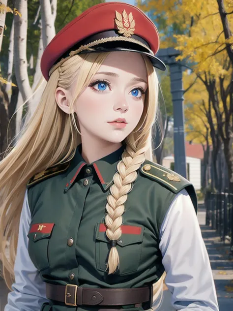 1 girl, one, soviet military uniform, dynamic pose, best quality, high quality, a high resolution, masterpiece, looking away, fa...