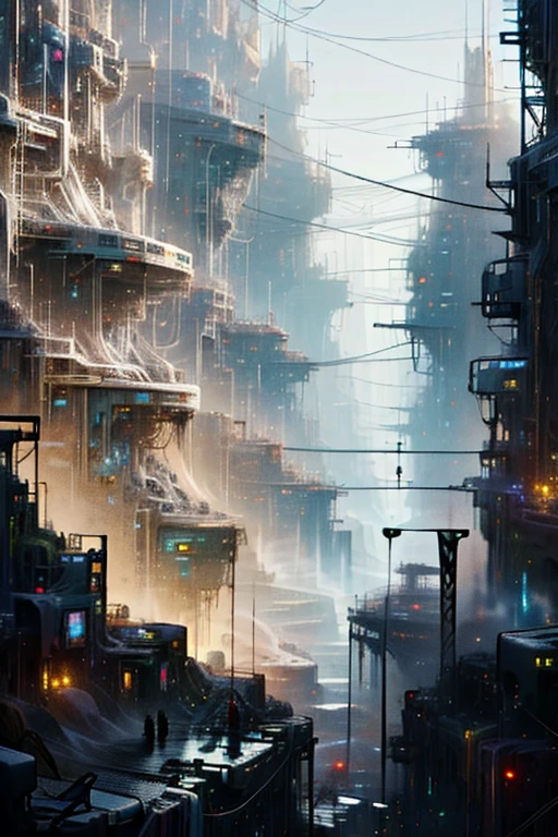 (عمل فني:1.2, جودة أفضل), ( مشهد بانورامي يظهر ضخامة المدينة)  مدينة مبنية على قمة منصة معلقة فوق حفرة خرسانية هائلة.