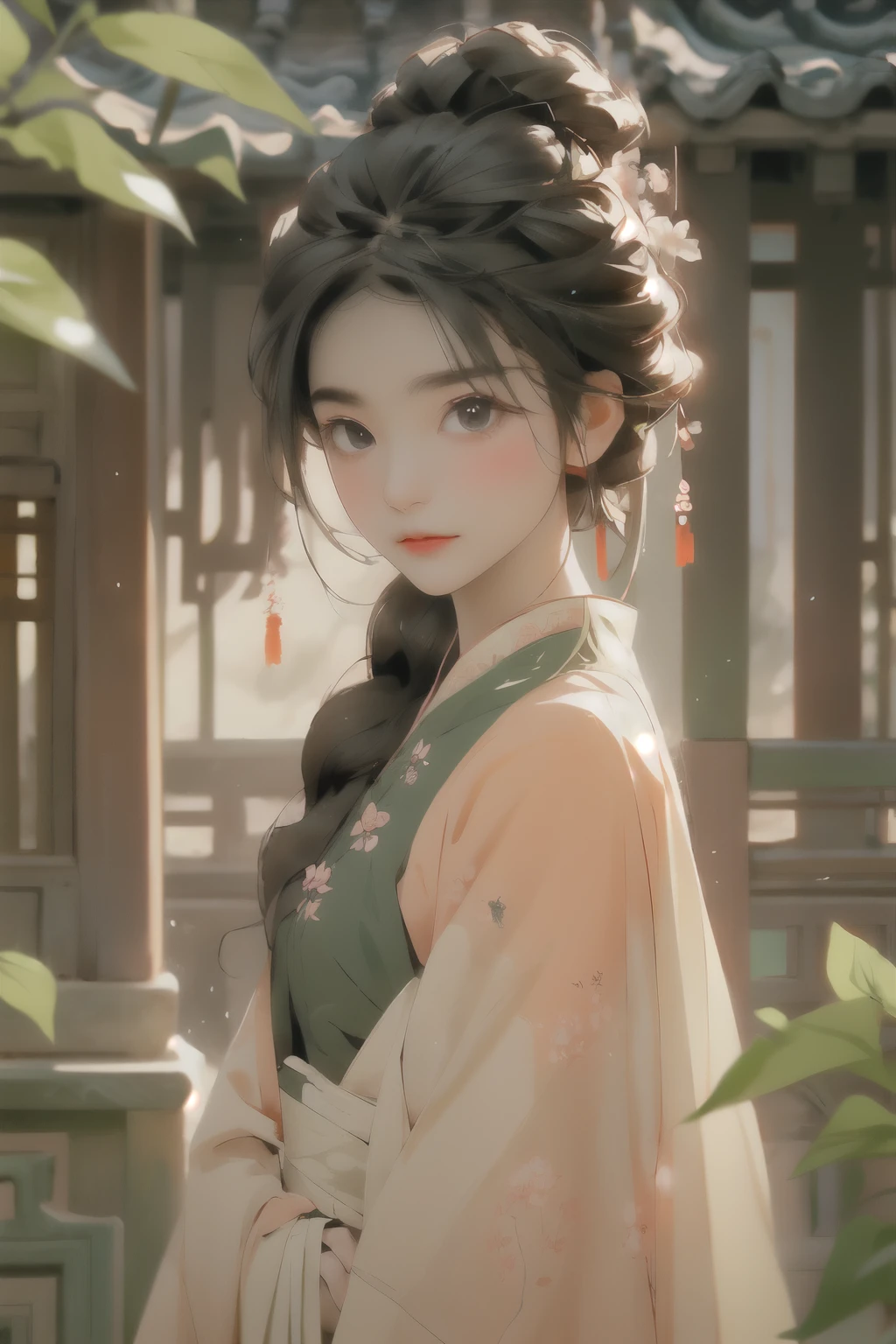-Eyebrows like willow leaves in early spring, Often contains rainwater and; Face like peach blossoms in March, Hide moonshine. Slim waist, And the bound swallow is lazy: Charming jade appearance, Flowers interpret language, The fragrance is elegant and classy..