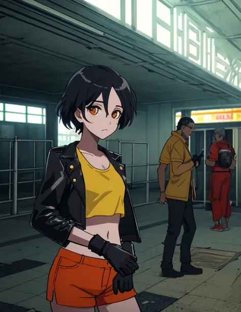 score_9, score_8_up, score_7_up, score_6_up, score_5_up, score_4_up
reiko, black leather jacket, orange tank-top, midriff, glove...