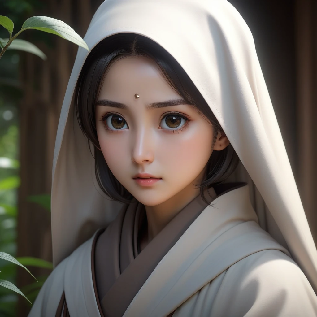 Very detailed,(Highest quality),((masterpiece)),(High resolution),original,Very detailed 8k 壁紙,(Very delicate and beautiful),Highest_hand,anime,1 girl, Beautiful woman,Mole under the eye, Nun, Hollow Sanctuary, Deep silence, The Sage Emerges, Calm face, Wrapped around the monk&#39;s head&#39;Robe, Closed eyelids and beautiful delicate eyelashes, 尊敬すべきhand, A worn-out habit, handにアンクレット, Humble attitude, Mental concentration, Mortar Board, A gentle gaze, hand, creaking wooden chair, Ancient parchment, Monastery Cell, Faded murals, Quiet atmosphere, 精巧に刺繍されたRobe, Sacred Symbols, Devout Faith., Full Body Shot, (((A monastery with tall, deep stained glass windows)))