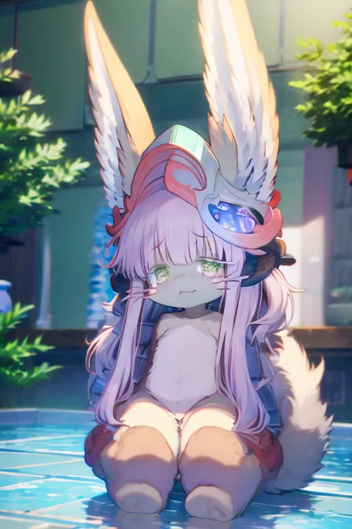 animal ears　girl　swimsuit　whole body　poolside