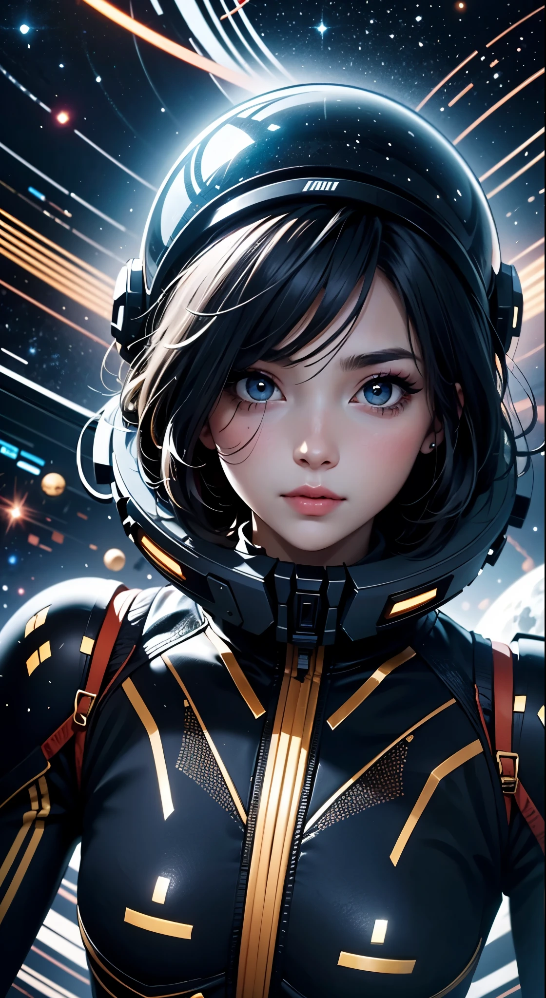 nijistyle,rfktr_technotrex,woman exploring planets, alien worlds, exotic locations, deep space,unkown terrors, galactic, nebulas,stars,fcPortrait