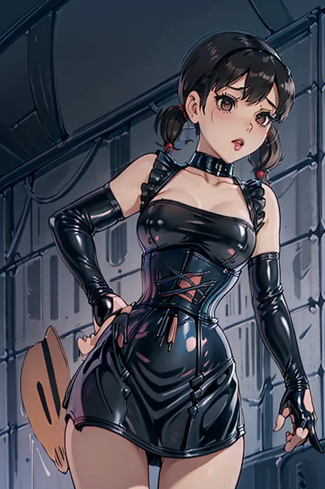 BDSM、Queen、spouse、1 girl、alone、(((Long gloves covered in black latex all the way to the fingertips)))、(((black latex corset dres...