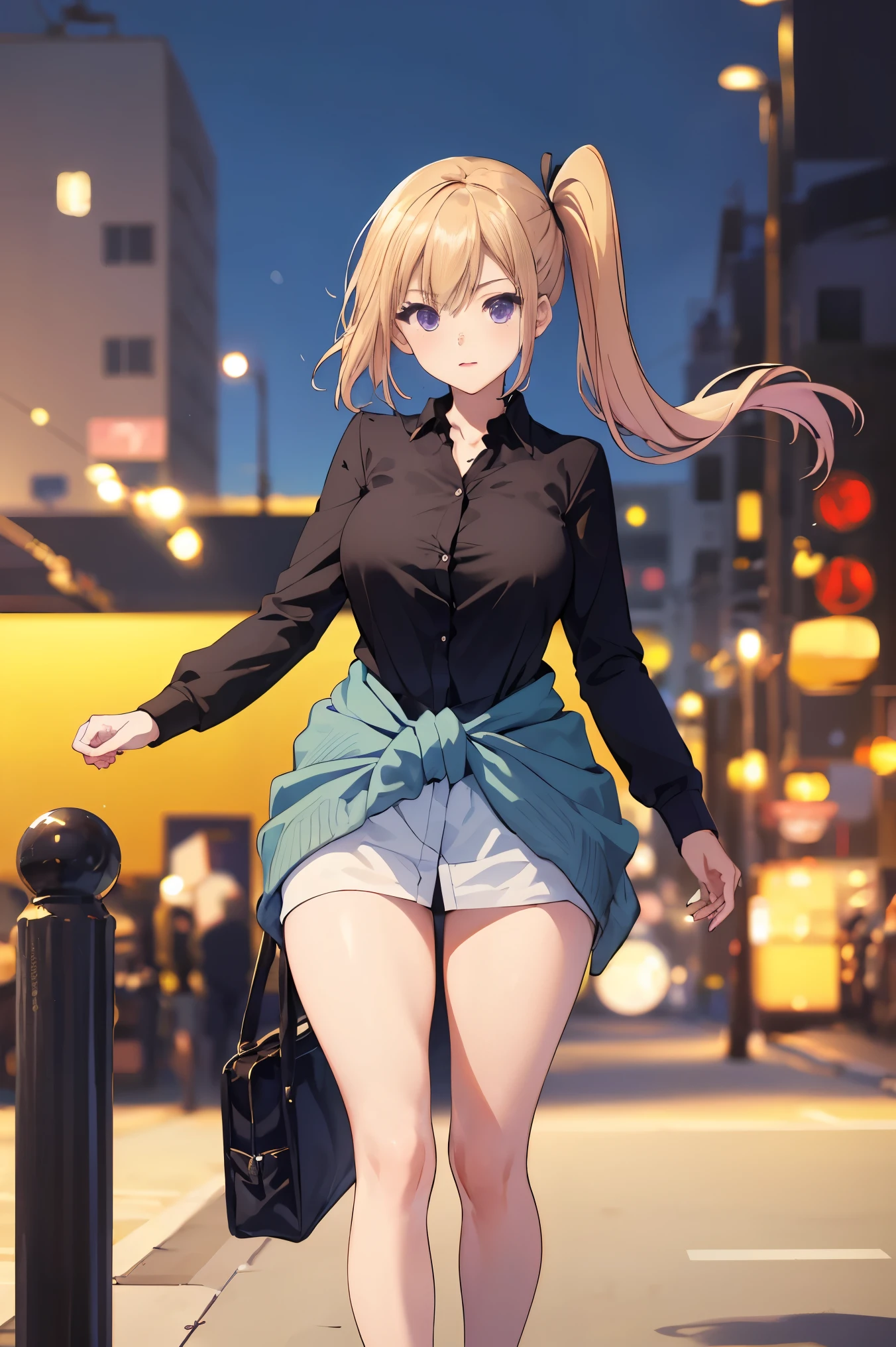 1girl, kawakami_mai, blonde hair, long hair, side ponytail, purple eyes,
BREAK (black sweater, blouse, cardigan, cardigan around waist, clothes around waist, collared shirt, dress shirt:1.2)
BREAK grab the girl's waist, (standing:1.2), (motion_blur:1.2), (motion_lines:1.2), (speed_lines:1.2), bouncing_breasts,
BREAK ((anime girl)), best quality, expressive eyes, perfect face, (masterpiece), best quality, expressive eyes, perfect face, ((best quality)), ((ultra-detailed)), ((an extremely delicate and beautiful)), perfect eyes, perfect body, ((synmetry eyes)), beautiful eyes, ((thick thighs)), shiny skin, soft skin, ((synmetry body)), ((perfect body)), 