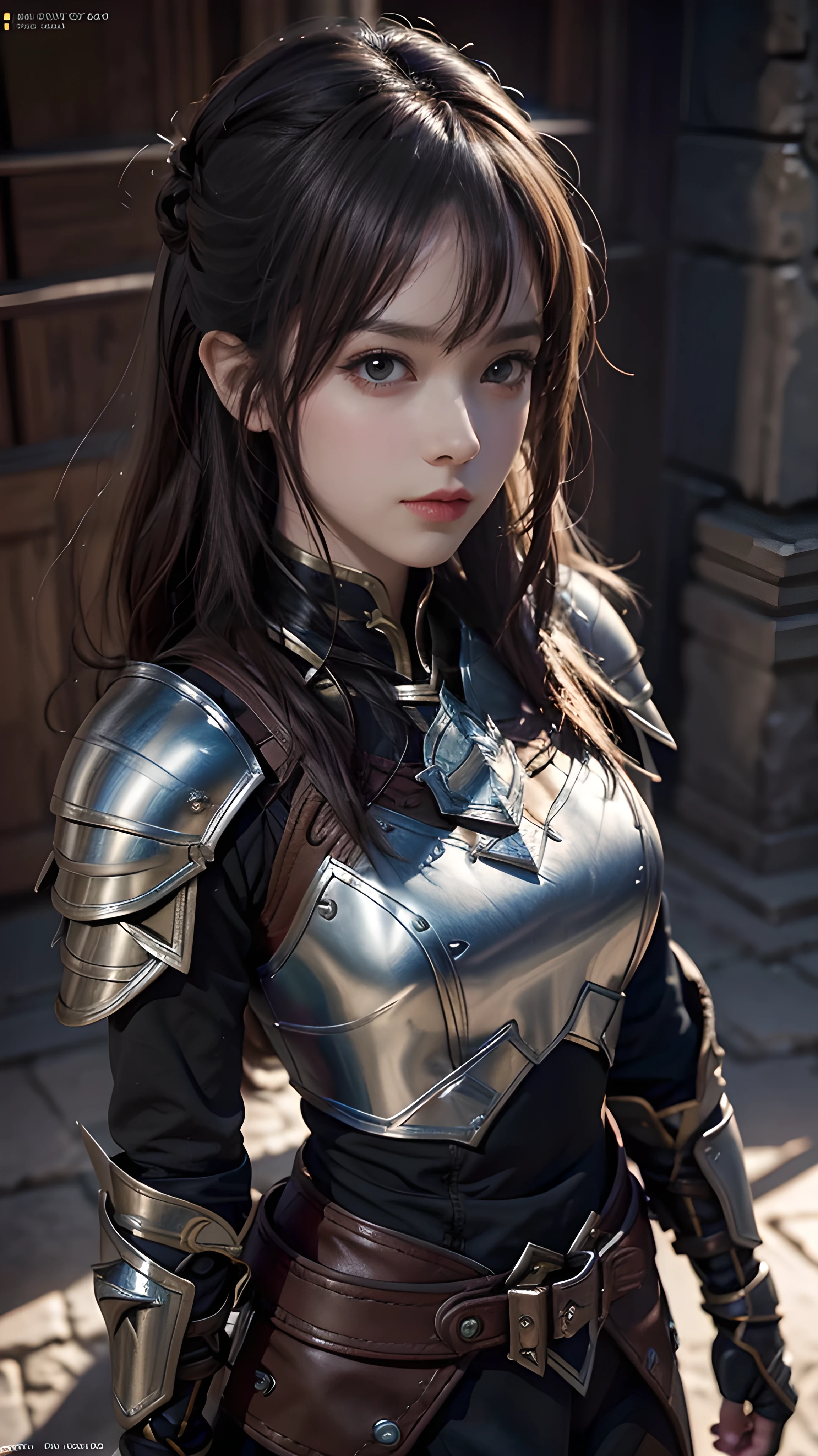 Game Art，Best picture quality，Maximum resolution，8k，(A bust photo)，(portrait)，(Head close-up:1.5)，(Rule of Thirds)，Unreal Engine 5 rendering works， (Future Girl)，(Female Warrior)， 
20-year-old girl，((hunter))，Eyes full of details，(Large Breasts)，Elegant and noble，indifferent，brave，
（Medieval fur combat uniform，Glowing magic line，Detailed animal leather female knight，Medieval Ranger，
Photo poses，Simple background，Movie Lighting，Ray Tracing，Game CG，((3D Unreal Engine))，oc rendering reflection pattern