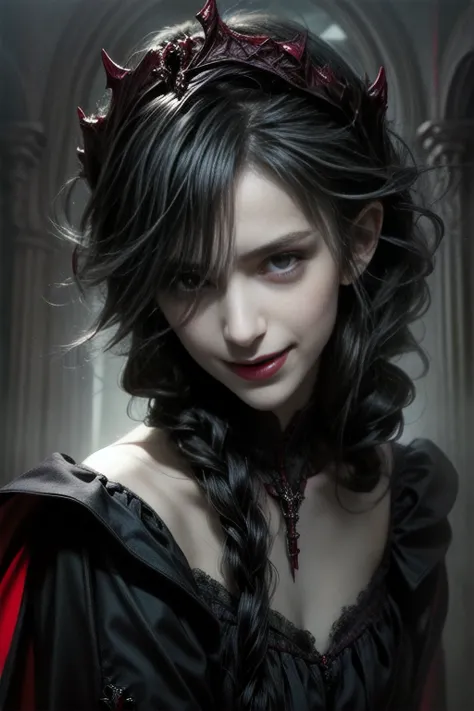 very pretty vampire girl, smiling