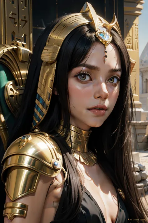 pharaoh, the pharaoh woman, sphinx, sphinx girl, onyx sphinx, monstergirl, (solo), brunete skin, photorealistic, detailed face, ...