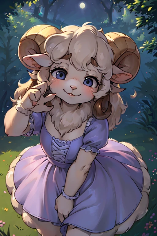 hairy sheep mom , (realistic hairy sheep fur:1.5) , round face , (tilt face:1.2) , (half-open eyes:1.5) , moist round sheep's eyes , Swollen cheeks , Seduction smile , glossy lips , Curly hair , princess dress , Alice in Wonderland , twilight , Adorable gestures , dynamic angle , nag factor , Gently guide , labyrinth , can not stand it any longer