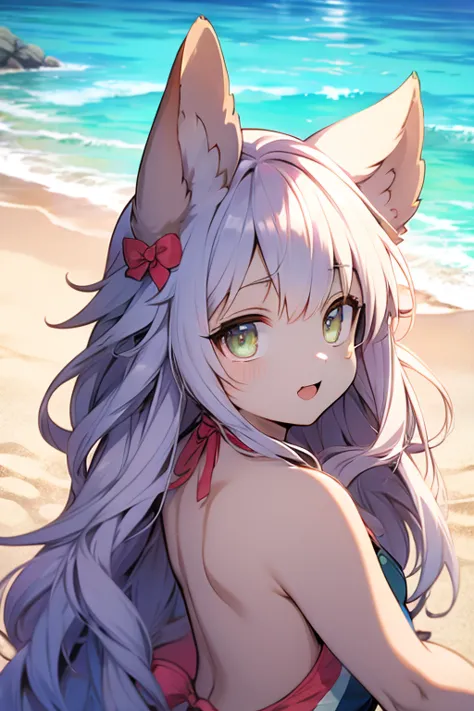 Animal ears, woman, competitive swimsuit, beach