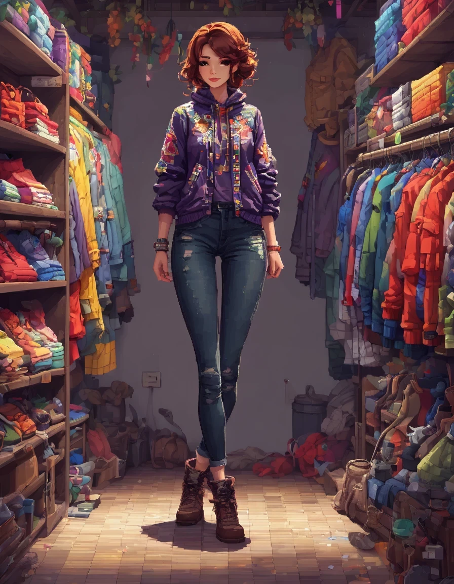 Pixel art style, A piece of clothing, whole body, Beautiful and detailed