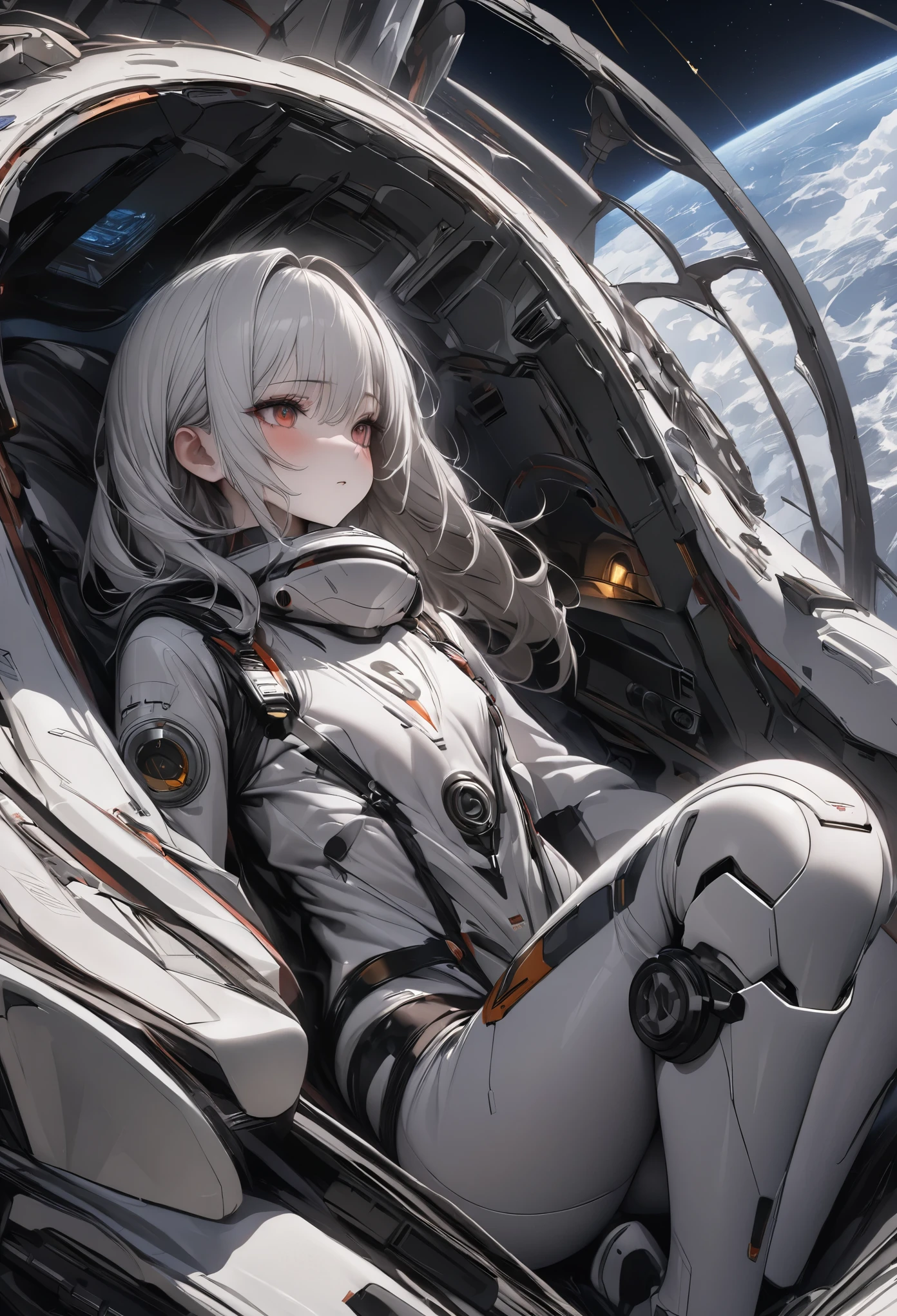 (best quality, 4k, ultra detailed, high resolution, masterpiece: 1.2),Personaje a la Distancia: Hay un personaje visto desde lejos, located at a high observation point. It is small compared to the surroundings, resaltando la magnitud de la nave. The character is equipped with a space suit, with flashing lights and mechanical details.
Vista del Espacio Exterior: Through the openings in the ship, se ve un vasto espacio estrellado. The stars are unevenly distributed, creating variable densities and suggesting the remoteness of some celestial objects.