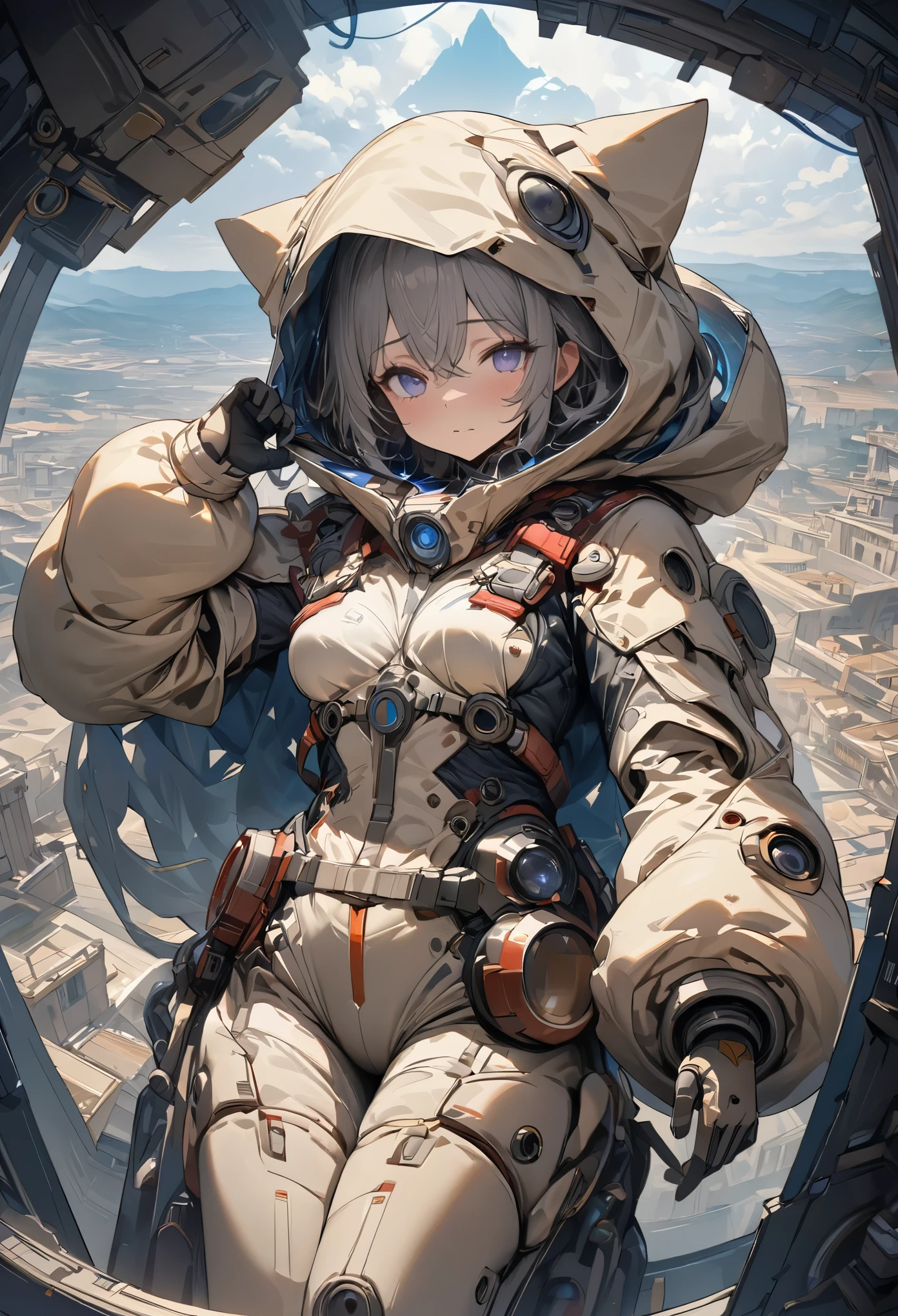 (best quality, 4k, ultra detailed, high resolution, masterpiece: 1.2),Personaje a la Distancia: Hay un personaje visto desde lejos, located at a high observation point. It is small compared to the surroundings, resaltando la magnitud de la nave. The character is equipped with a space suit, with flashing lights and mechanical details.
Vista del Espacio Exterior: Through the openings in the ship, se ve un vasto espacio estrellado. The stars are unevenly distributed, creating variable densities and suggesting the remoteness of some celestial objects.