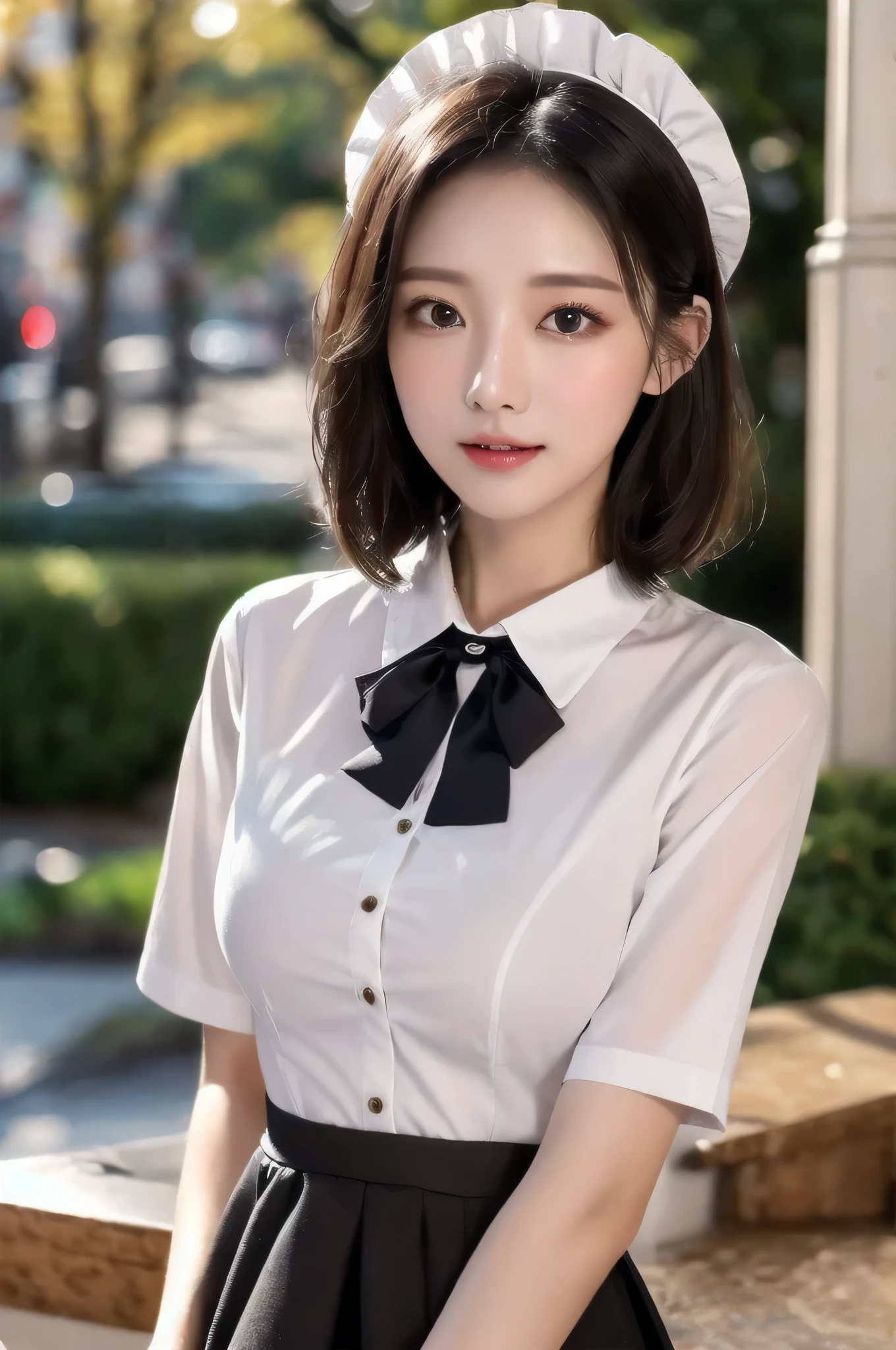 (最high quality, 8K, Super masterpiece:1.3)), sharp:1.2, perfect body beauty:1.4, slim abs:1.2, ((short to medium hair, big breasts:1.2)), Highly detailed face and skin texture
、(masterpiece), (portrait), (beautiful), (beautiful), (Upper body), (high quality), (beautiful clothings), (Professional angle), (Rule of thirds), (feminine), (woman), (woman), (beautiful),(Feminine characteristics), (21 years), alone, 1 woman, (attractive japanese), autumn, (-), (evening), (soft light), ((Serve tea)), (put your hand on your waist), ((Face looking down)), ((elegant)), (natural makeup), (big bust), (bow tie),(bob cut hair), (hair hairpin), (Partially open eyes), (brown eyes), (cute look), Fair skin, (Lace trim clothes), (maid dress), (bold outfit), (knee length ), (sweetheart neckline), ((Traditional Maid Coffee Background)), (medium range shot), beautiful hands, both hands, normal hand, upper arm, full hand, beautiful body, beautiful fingers, normal fingers, five fingers, five fingers, beautiful ears, normal ear, beautiful eyes, shining eyes, beautiful mouth, beautiful lips, sexy