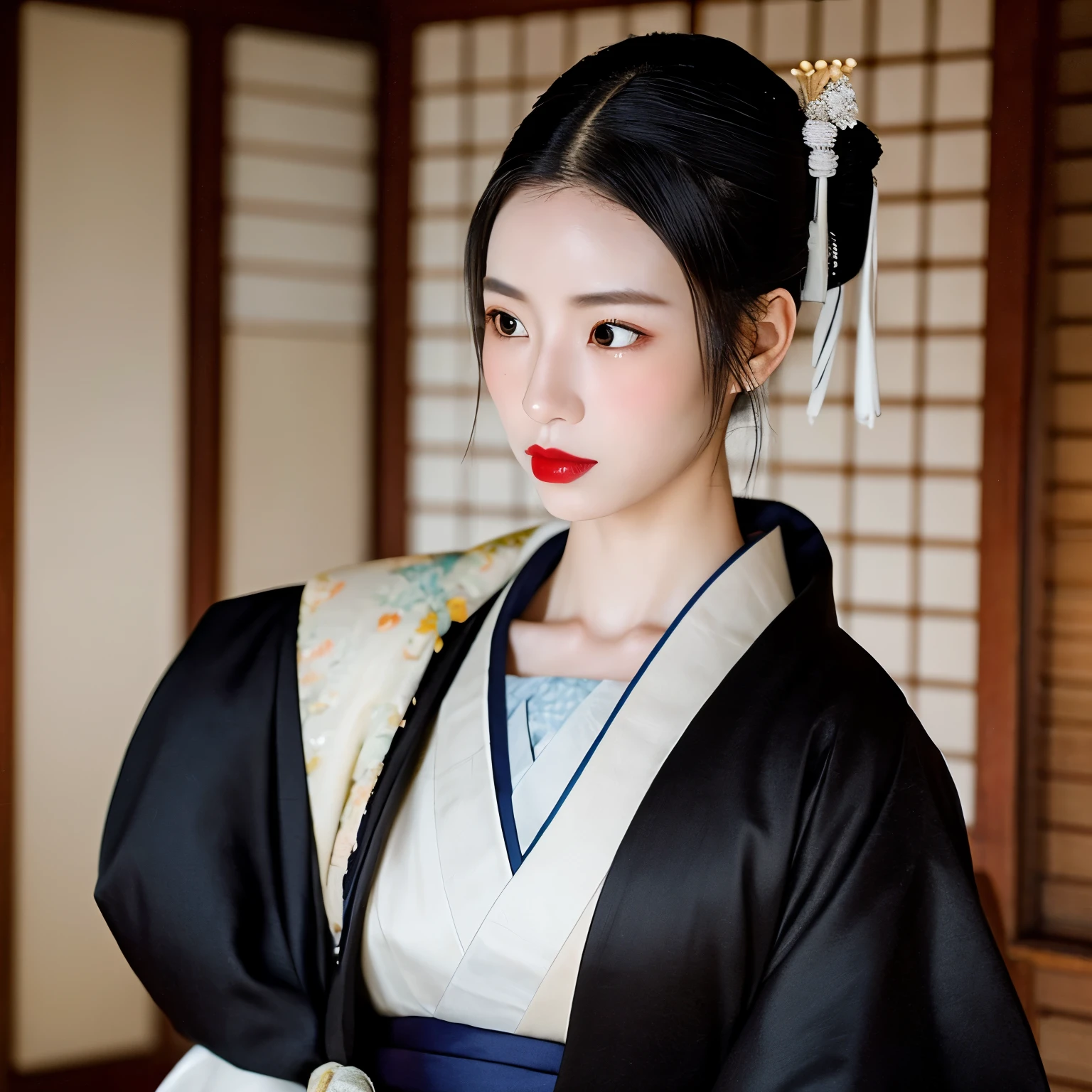 夜になるとLonger neck、Mid to late Edo period、Weird talk、Longer neck、The length of the neck is twice that of the body、Woman with her head hanging in the air、Kimono、Creepy、Slender women、ghost、Whites of the eyes、Red lips、Black Hair