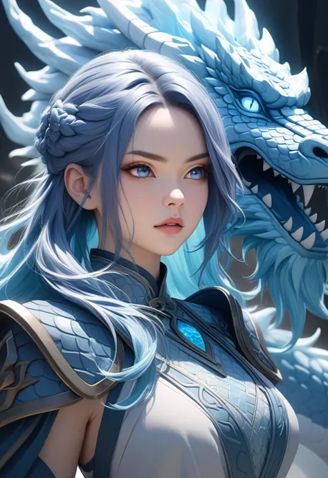 (blue, vibrant, dynamic:1.1), (best quality, highres:1.2), (realistic, photorealistic:1.37), masterpiece:1.2, Chinese dragon, Bu...