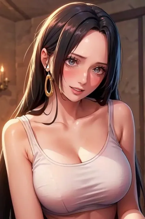 best quality, masterpiece, highly detailed,1girl, Boa Hancock, , (masterpiece:1.5), Detailed Photo, Smiling, Sexy, (8K, Best Qua...