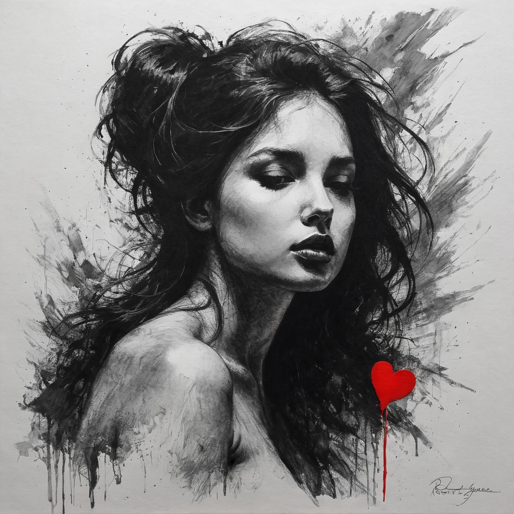 Charcoal drawing, black pencil drawing, pencil drawing, line drawing, black and white drawing, graphite drawing,
tinted paper,
Robert Hagan, Adrian Ghenie, vulnerability | game of shadows | black silhouette | and red heart naked minimalist theme | remix of an earlier clue, background tinted with crumpled paper, art by Andrey Atroshenko, art by Tanya Shatseva,