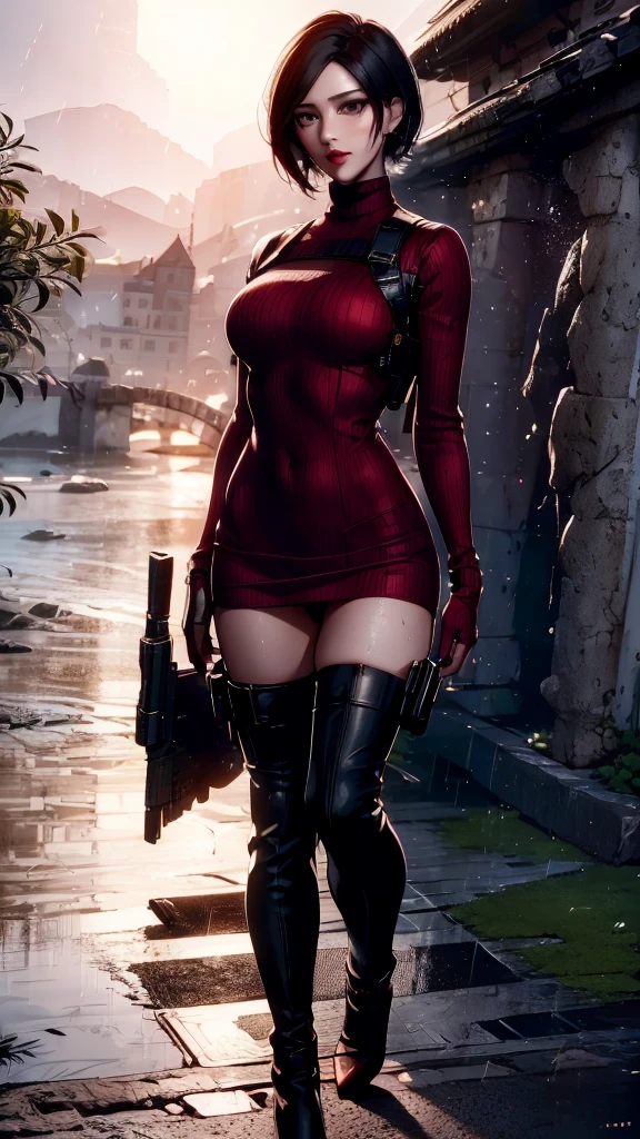 beautiful girl, 18 years old, medium breasts,wet, camel toe, red lips ,
Red evening dress, sexy pose,
Resident evil, Ada wong,