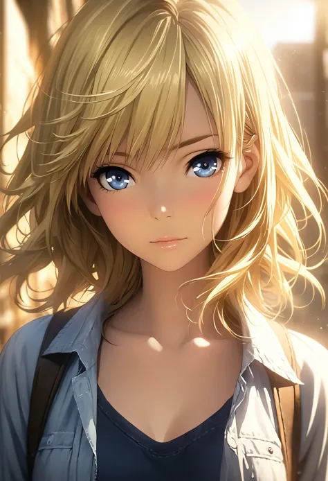 portrait, practical, blue eyes, blonde hair, mid-chest, 4k resolution, high quality cg, beautiful cg, soft light, octane renderi...