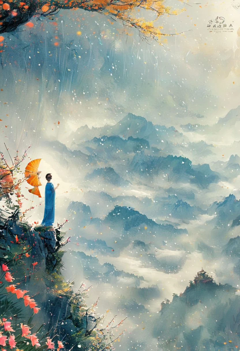 Cai GuoRUN's illustration style, 1girl，A woman in a long skirt stands on a cliff and looks up at the starry sky，Goddess of space，Milky Way Goddess，Goddess of Heaven，Astral Ethereal，dream，Beautiful celestial wizard，Beautiful fantasy painting，Beautiful fantasy art，Ethereal fantasy，非常Beautiful fantasy art，Digital Art Fantasy，enchanting and otherworldly，Fantasy Beauty，The beautiful art of Octane UHD 8K rendering，Volumetric Light，Natural soft light，(Ultra-delicate:1.2，Loss of focus:1.2，Colorful，Movie Lighting，Chiaroscuro，Ray Tracing)，masterpiece，Super rich，Ultra Detailed，8k, 1cgrssh1