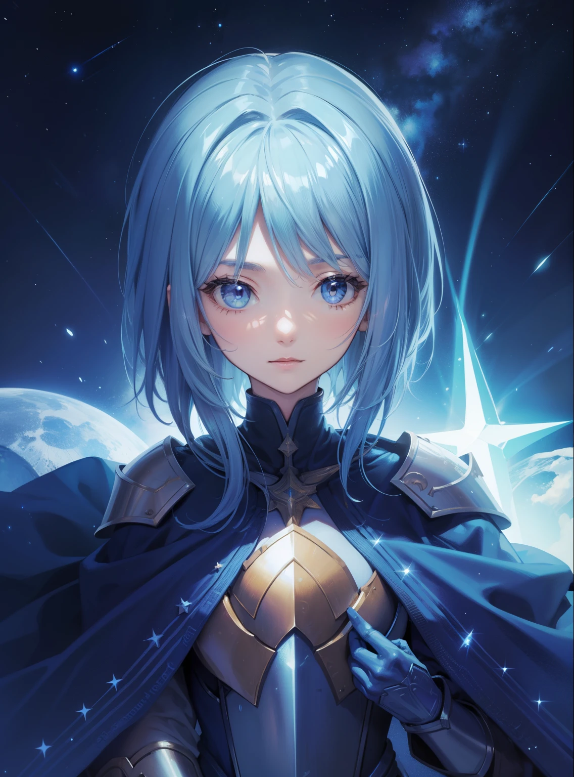 ((masterpiece, 最high quality)), Detailed face, Character design sheet， Full Body Lesbian, Full of details,, Very detailed, depth, Many parts，Beautiful Paladin Girl，Hold a shield，Very beautiful，Highly balanced, Natural starlight，Star&#39;s Blue Hair,Hentai Realism, shadowing,Character Sheet, Reference Sheet, Character portrait, 8k, Super Detail, 1080p, woman用HD，slim，woman, 16k, High resolution, 最high quality, high quality, Anatomically correct, masterpiece, Accurate, Hyper HD，As graceful as a swan，Unreal Engine， Colors like Ghibli,   Anime Big ,  Character portrait, Air Packaging